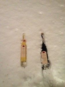 botella en la nieve