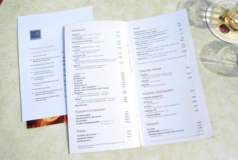 34 menu restaurant baron ludwigsburg